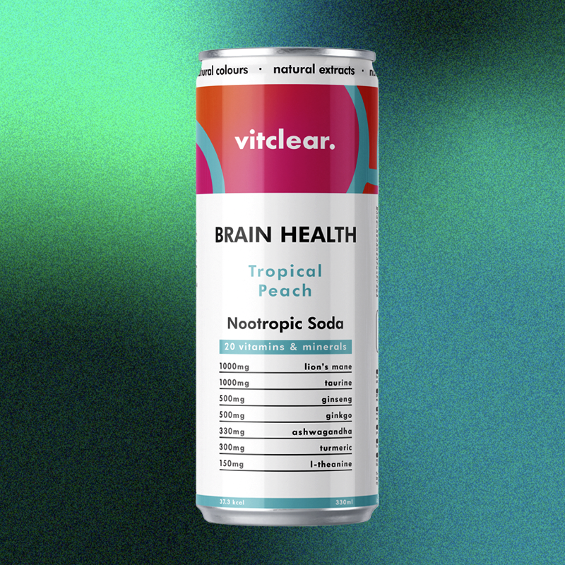 Vitclear Brain Health Nootropic Soda (Tropical Peach) x12
