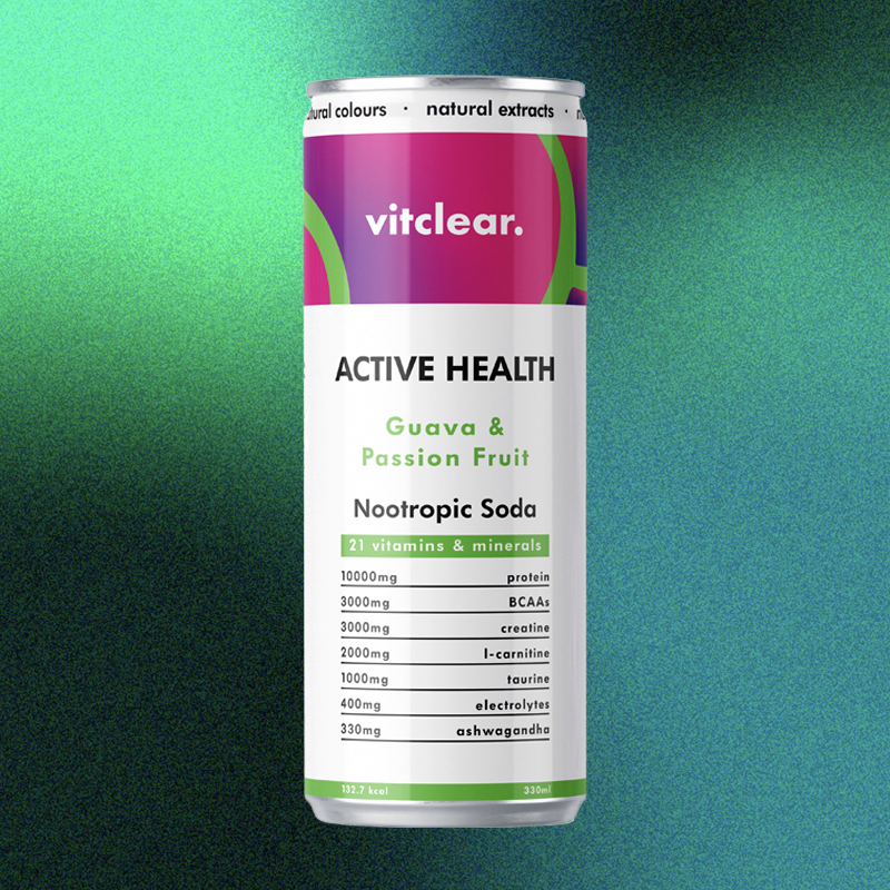 Vitclear Active Health Nootropic Soda (Guava & Passionfruit) x12